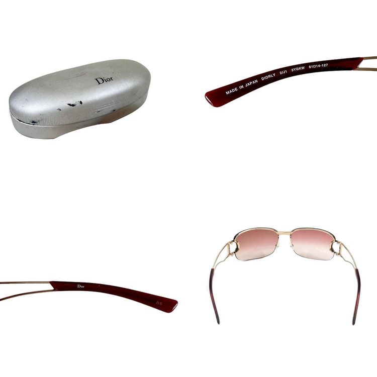 Christian Dior Gold Rose Red Tinted Sunglasses 3YGKW 3