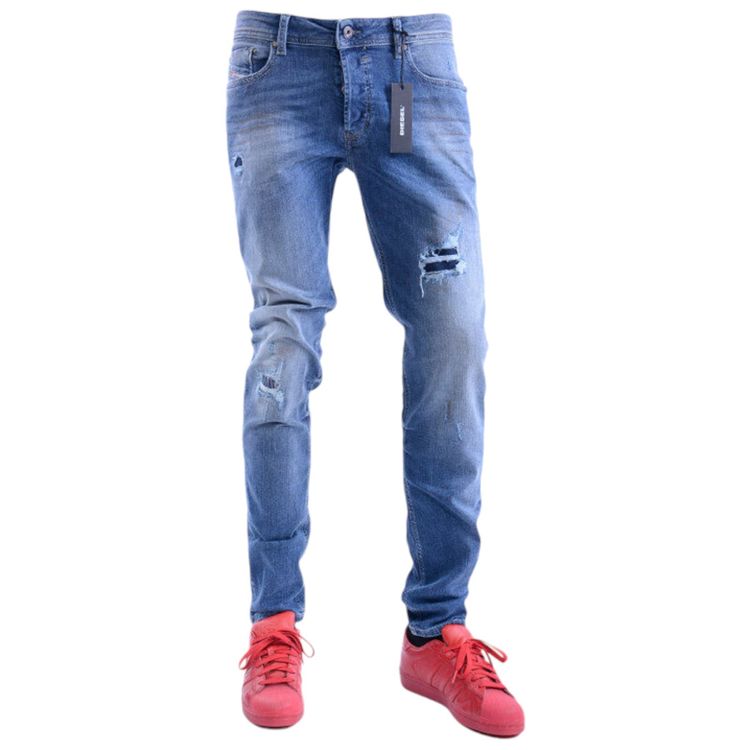 DIESEL TOXER R76C9 Mens Denim Jeans Distressed Slim Fit Skinny Casual Blue Jeans