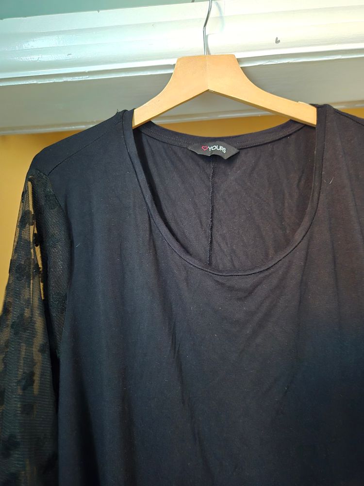 Other Yours clothing  Black Long Sleeve Top With Lace Sleeves product image