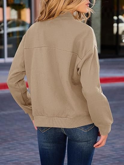 Beige Zip-Up Bomber Jacket 4