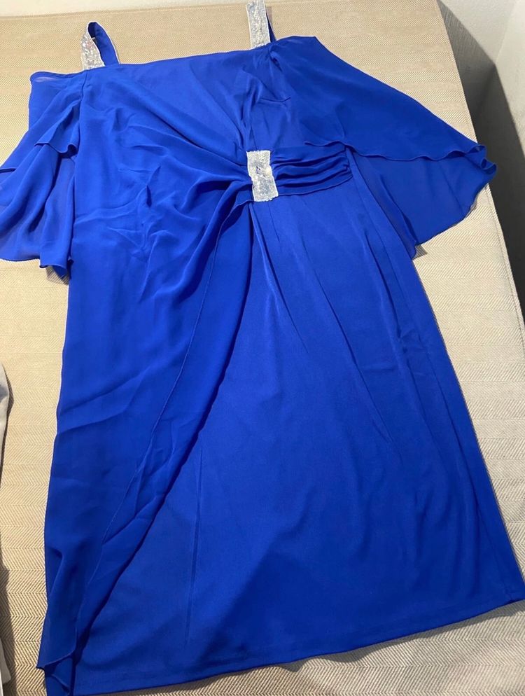 Blue Dress With Silver Straps XL