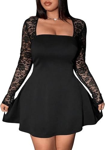 Black Dress With Lace Sleeves imagen 4