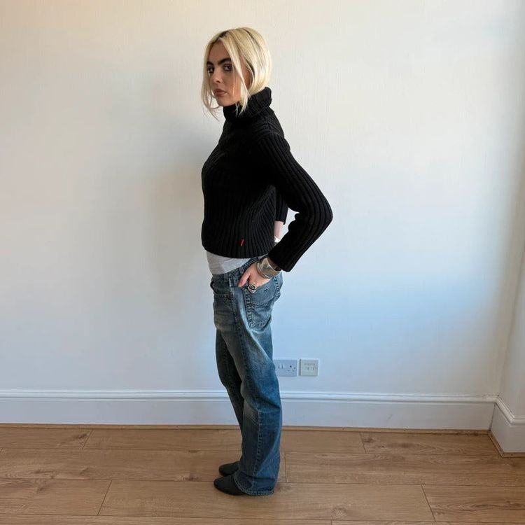 Black ELLE roll neck jumper - Size S image 3