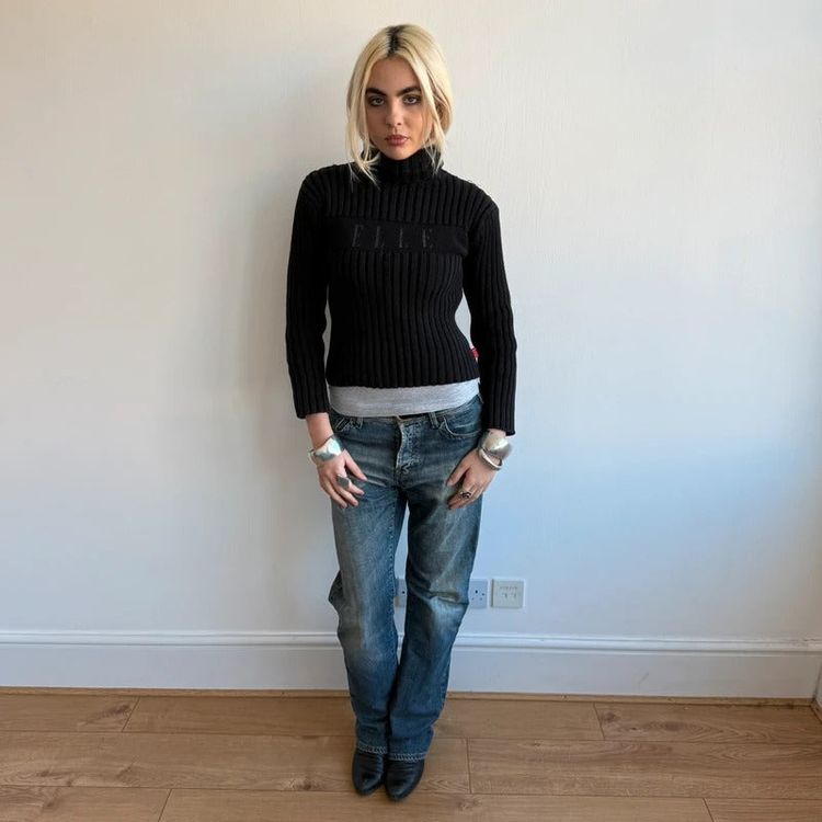 Black ELLE roll neck jumper - Size S image 2