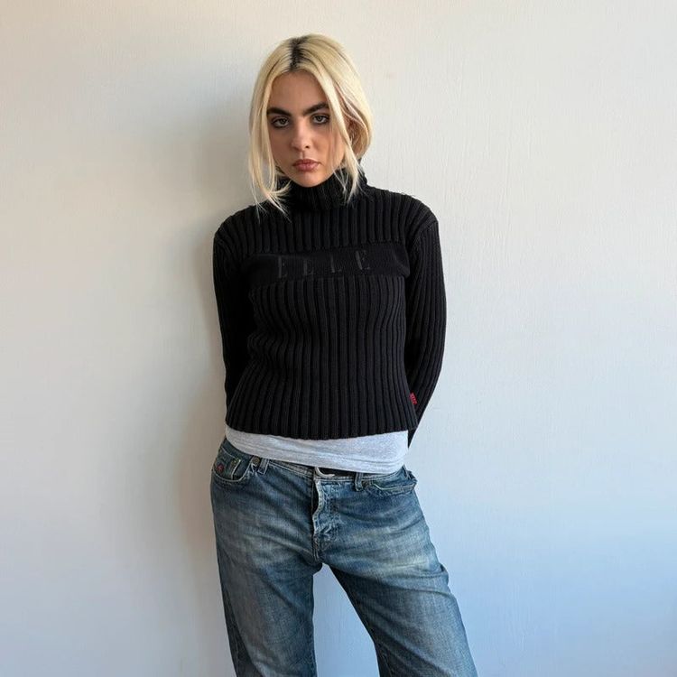 Black ELLE roll neck jumper - Size S image 4