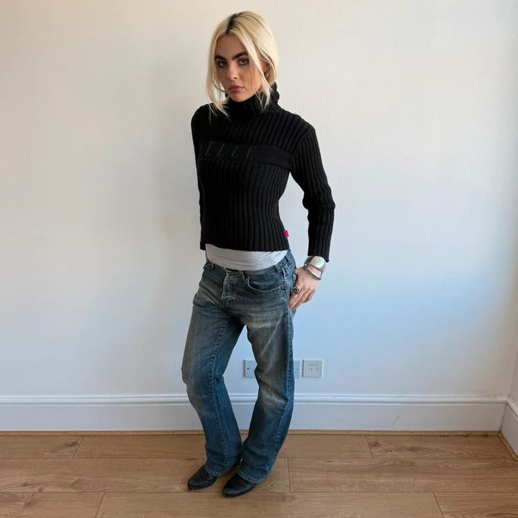 Black ELLE roll neck jumper - Size S image 5