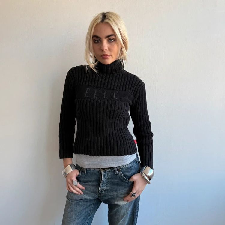 Black ELLE roll neck jumper - Size S image 1