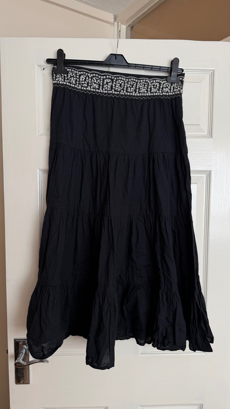 Other Black Tiered Skirt With Embellished Waistband product image