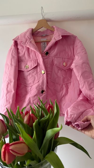 Różowa pikowana kurteczka wiosenna Pink Quilted Jacket