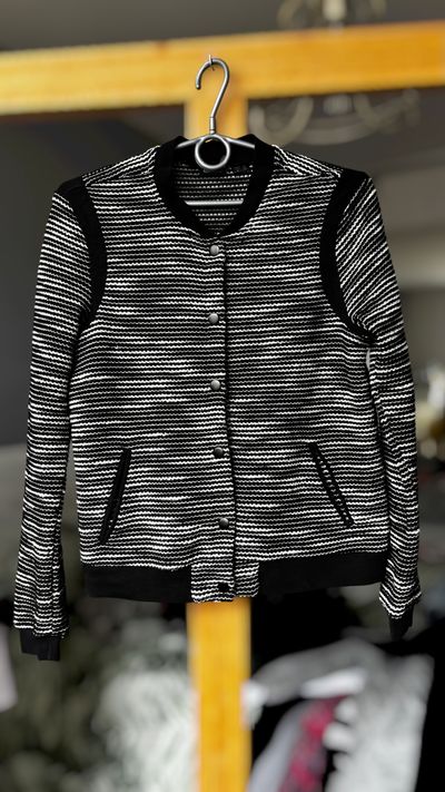 Black And White Striped Cardigan M