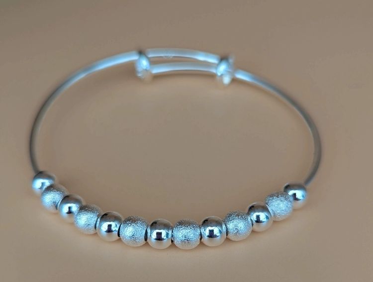 925 Silver Beaded Bracelet Love Charm Ladies Jewellery Very Good For Gift  image 2