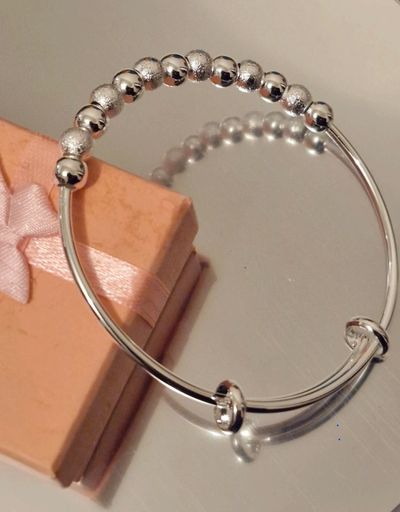 925 Silver Beaded Bracelet Love Charm Ladies Jewellery Very Good For Gift