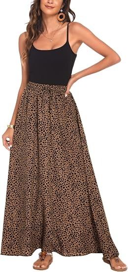 Black Sleeveless Top With Brown Leopard Print Maxi Skirt image 1