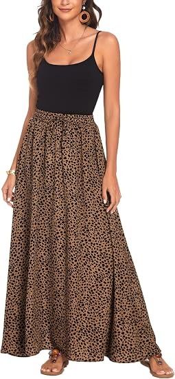 Black Sleeveless Top With Brown Leopard Print Maxi Skirt image 3