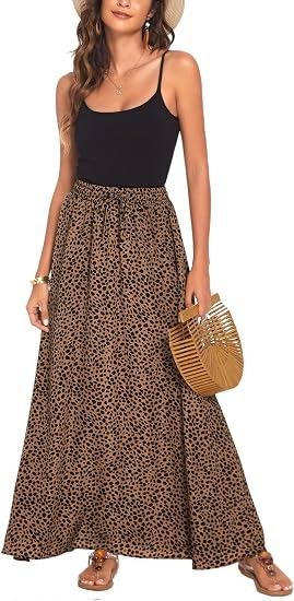 Black Sleeveless Top With Brown Leopard Print Maxi Skirt image 4