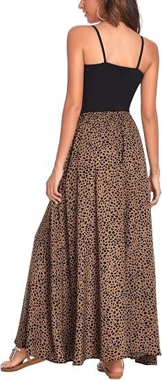 Black Sleeveless Top With Brown Leopard Print Maxi Skirt image 2