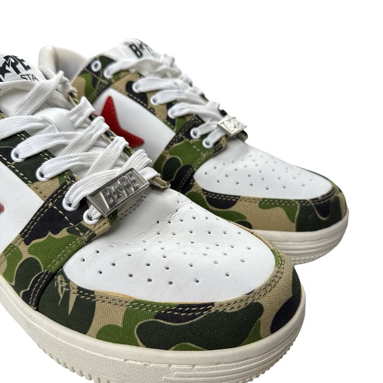 BAPE Green Camo White Leather Trainers - UK 8.5 image 4