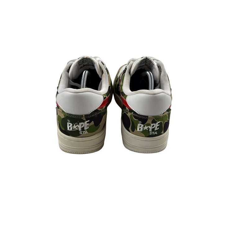 BAPE Green Camo White Leather Trainers - UK 8.5 image 6