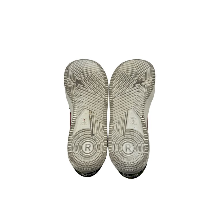 BAPE Green Camo White Leather Trainers - UK 8.5 image 3