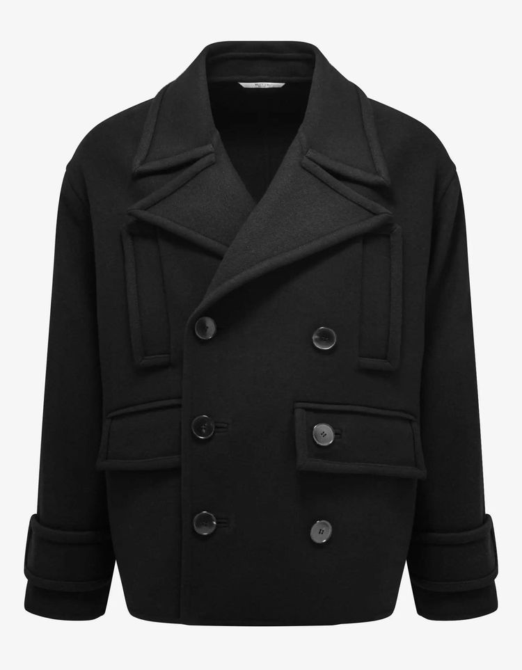 Valentino Valentino Black Double-Breasted Wool Pea Coat product image