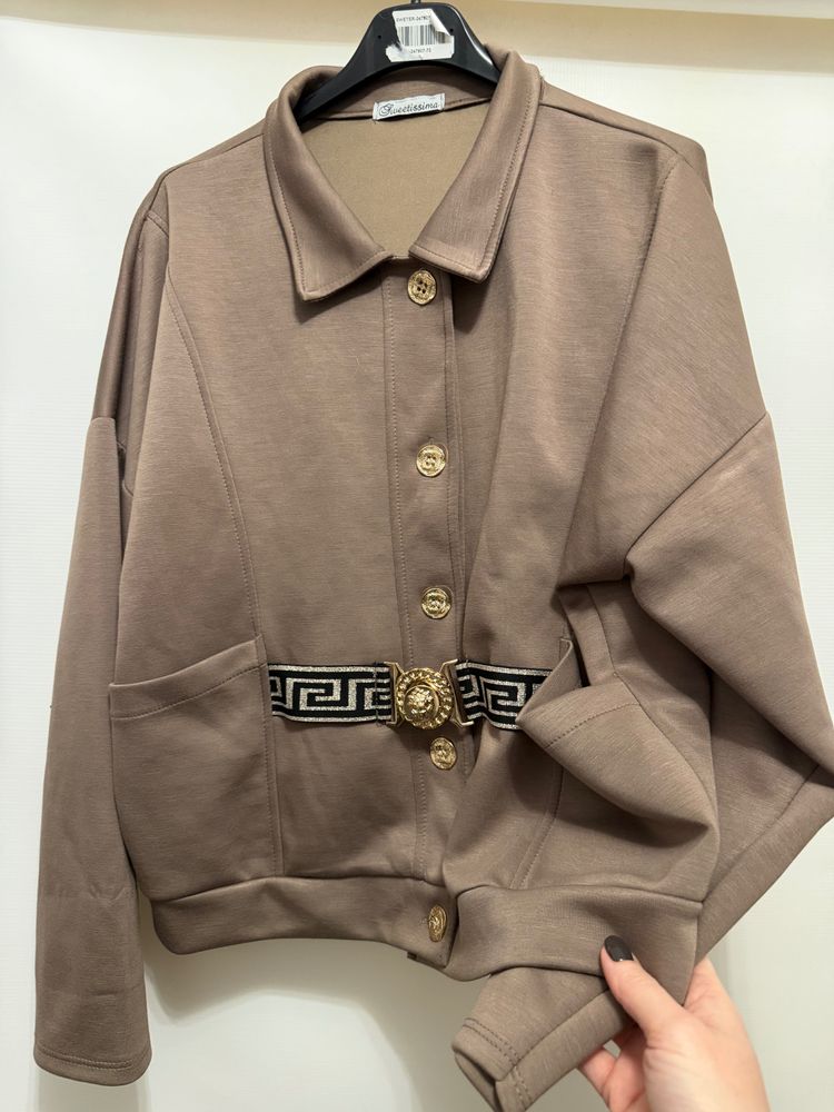 Brown Jacket With Decorative Belt