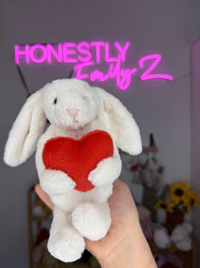 Small Bunny jellycat Holding Red Heart