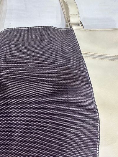 vintage edit thirty-four | white faux leather and denim shoulder bag 8