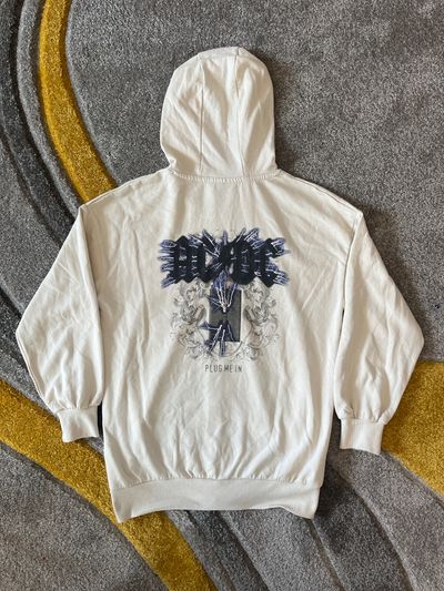 White Hoodie With Graphic Print On Back