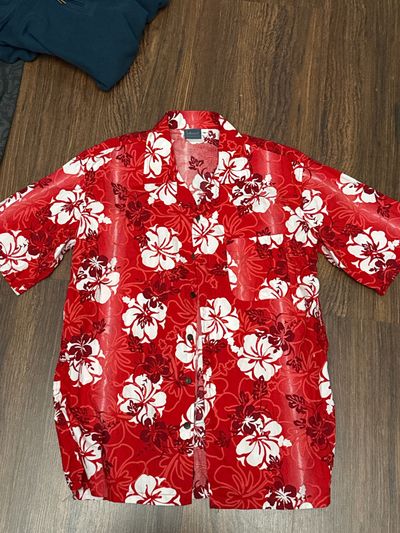 HAWAJSKA KOSZULA Z HAWAI Red Floral Short Sleeve Shirt