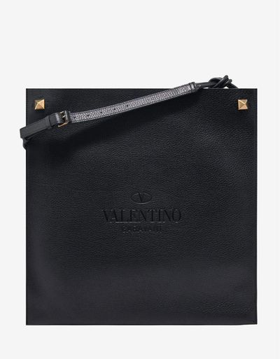 Valentino Black Identity Leather Tote Bag 1