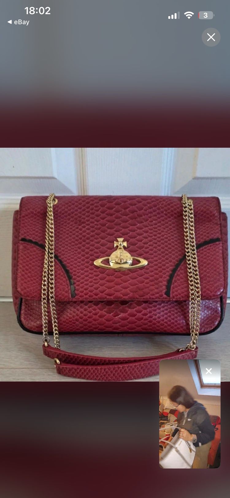 Vivienne Westwood Red snake frill Shoulder Bag