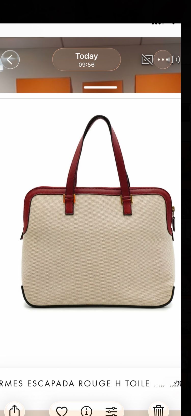 Hermes Escapada Rouge H Toile Bag obraz 2