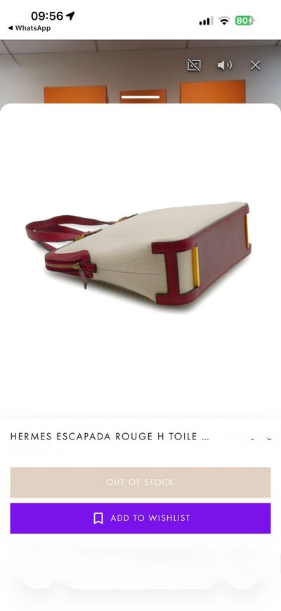 Hermes Escapada Rouge H Toile Bag