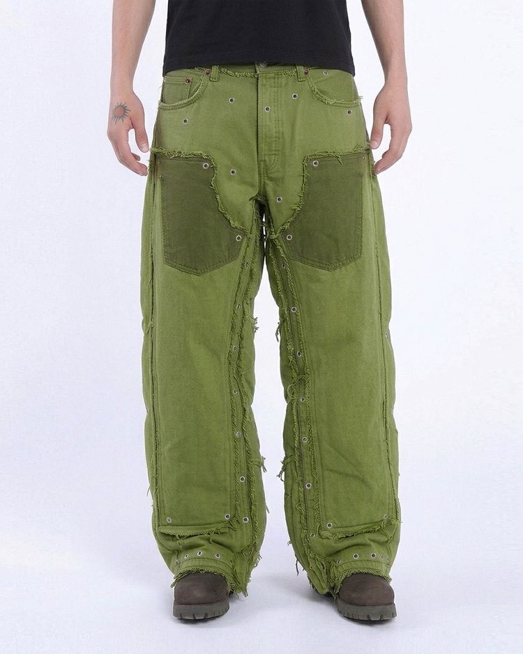 Khaki Upcycled Puff Carpenter Jeans