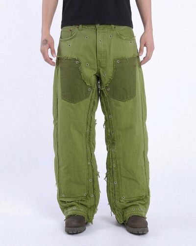 Khaki Upcycled Puff Carpenter Jeans