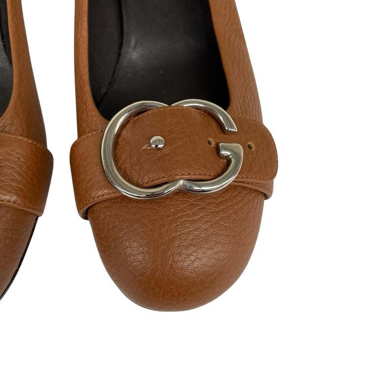 Gucci Pebbled Leather Interlocking G Buckle Heeled Pumps UK 6.5 image 4