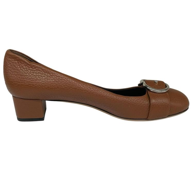 Gucci Pebbled Leather Interlocking G Buckle Heeled Pumps UK 6.5 image 7