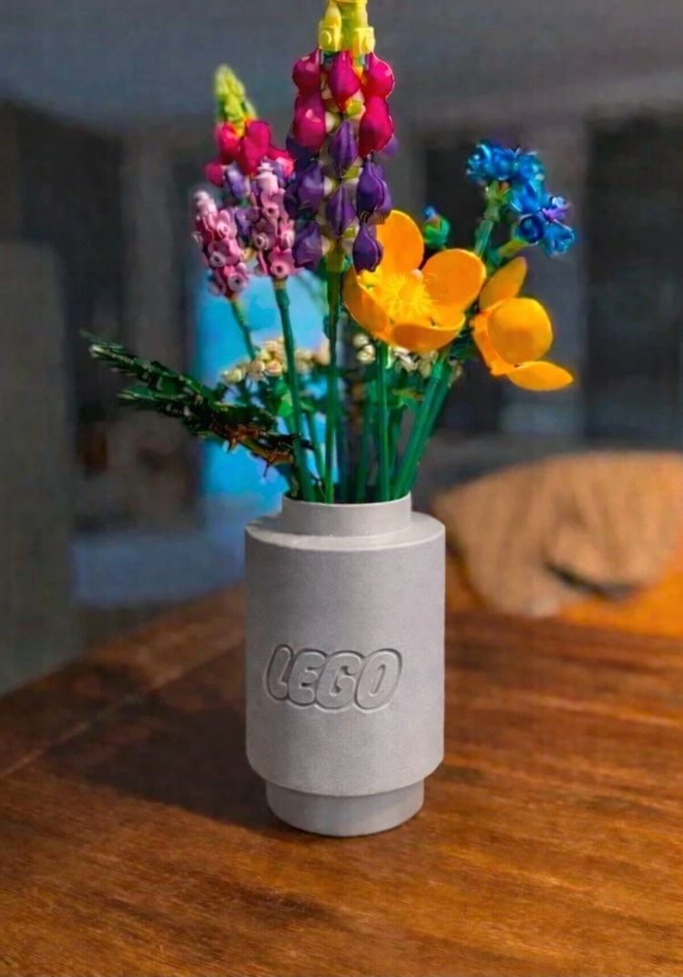 Grey vase for lego flowers