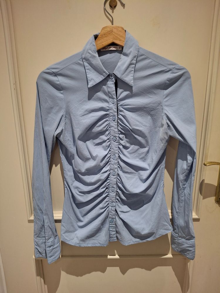 Other Forget Me Not Ruched Light Blue Shirt product image