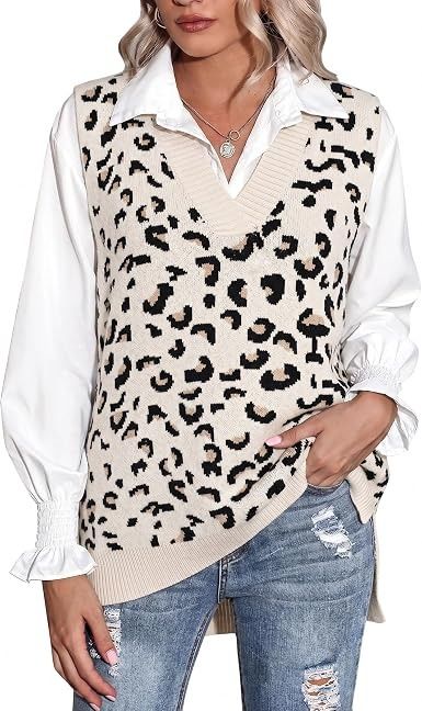 Leopard Print Knit Vest image 1