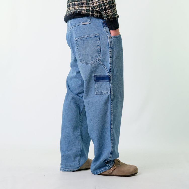 Blue y2ks Hard Ware Denim Carpenter Baggy Jeans Pants (38x30)