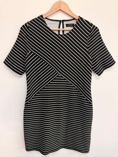 Papaya Collection Black And White Striped Dress
