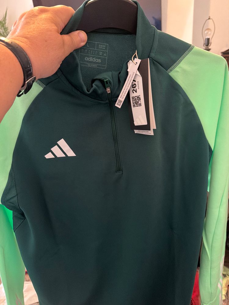 Adidas Green And Light Green Quarter-Zip Pullover