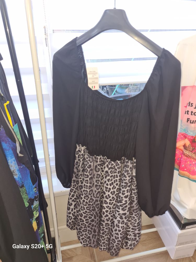 Black And Leopard Print Dress image 1