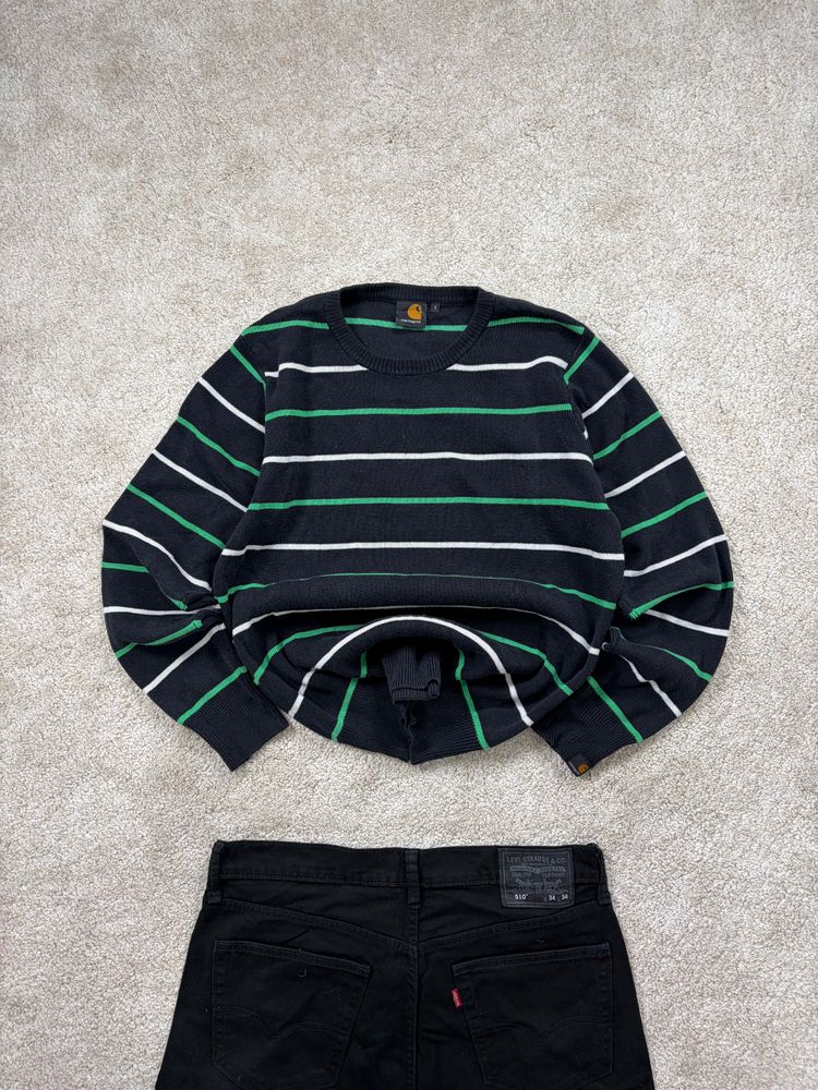 Carhartt Striped Sweater And Levi'S Black Jeans