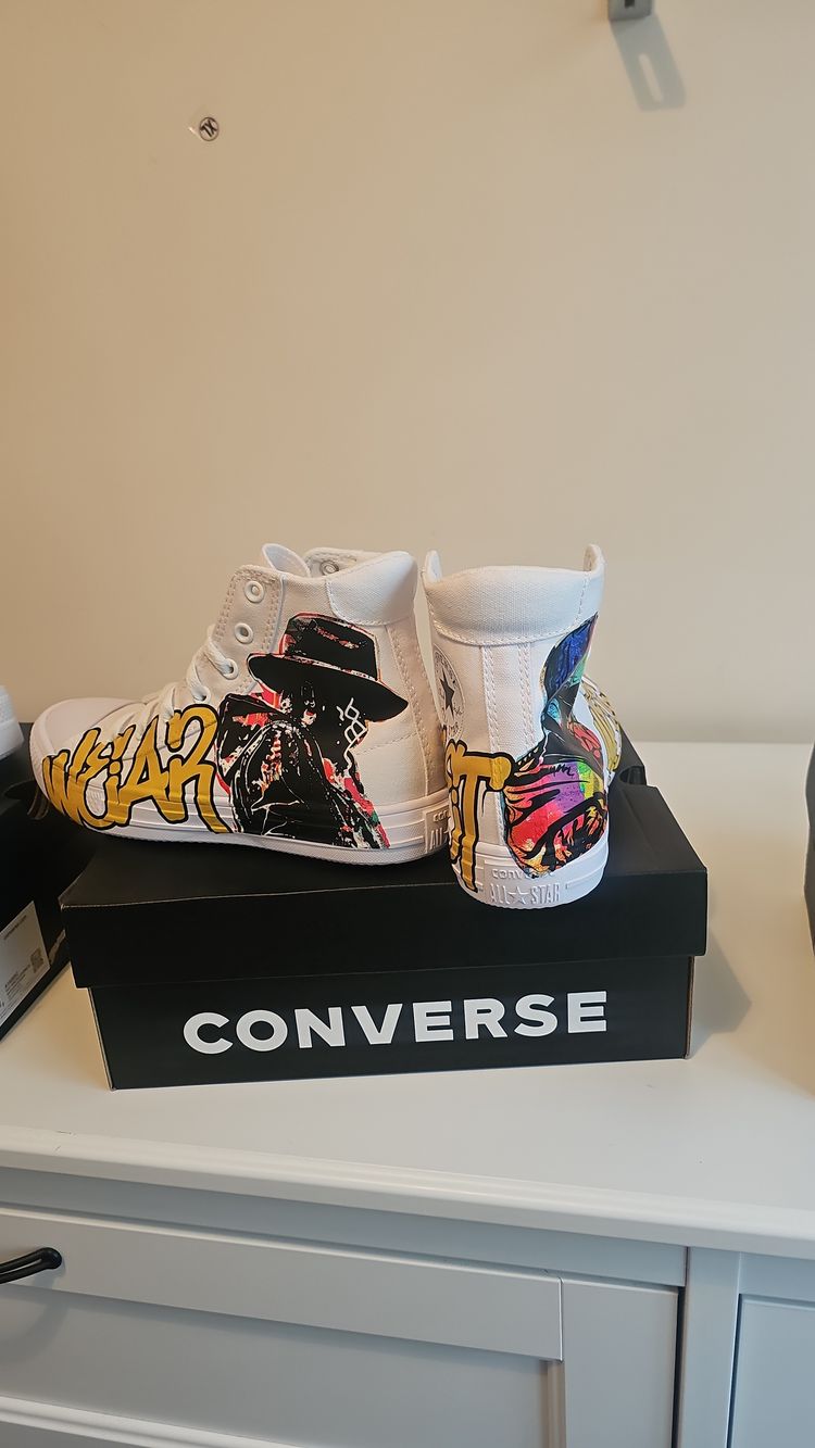 Converse White High-Top Sneakers With Graffiti Art product image