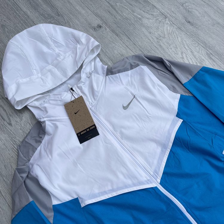 Nike Miler Impossibly Light Windrunner Repel Zip Windbreaker Running Jacket - White/Wolf Grey/Blue Hero [HV6521-101] image 2