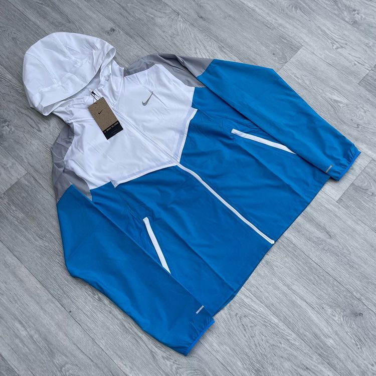 Nike Miler Impossibly Light Windrunner Repel Zip Windbreaker Running Jacket - White/Wolf Grey/Blue Hero [HV6521-101]