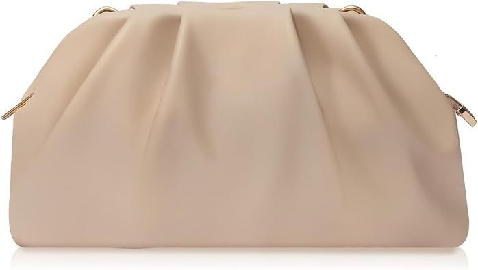Beige Clutch Bag With Gold Chain imagen 3