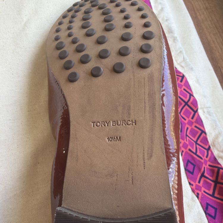 Tory Burch Ballet Loafer Flats Shoes Smoked Paprika Patent Leather Logo Uk 8 BN image 9